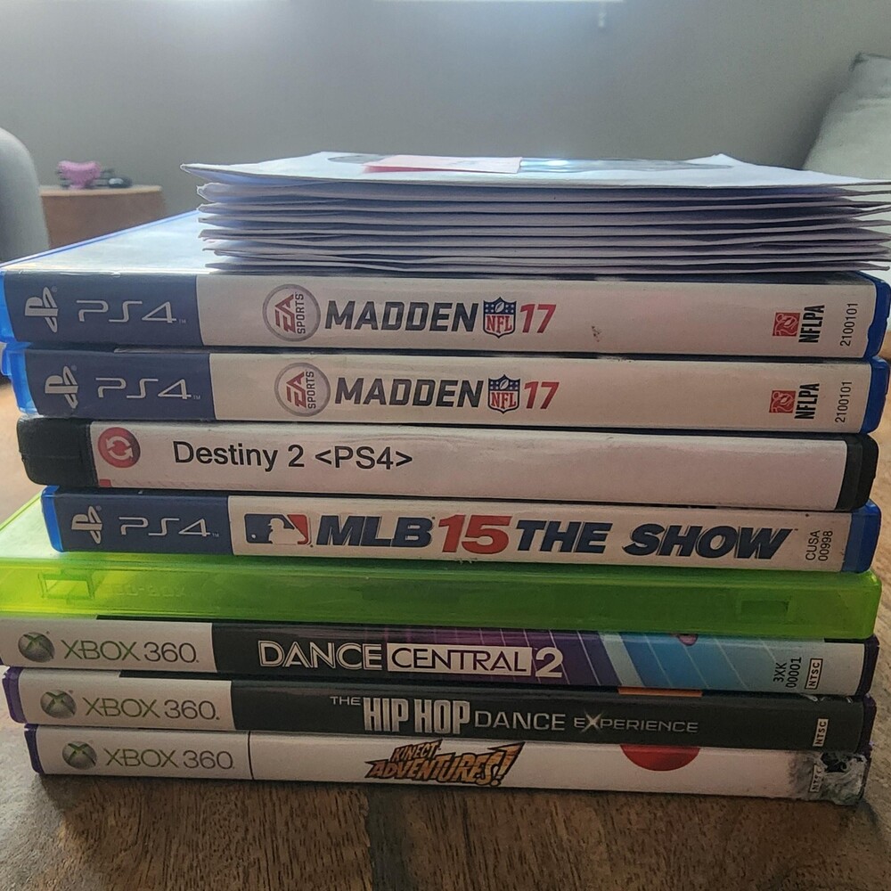 PS4 Xbox 360 Multi Brand Game Lot Madden 17 MLB 15 Destiny Kinect Sports Mix